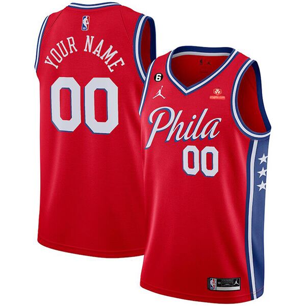 Men's Red Philadelphia 76ers Active Player Custom With NO.6 Patch Stitched Basketball Jersey